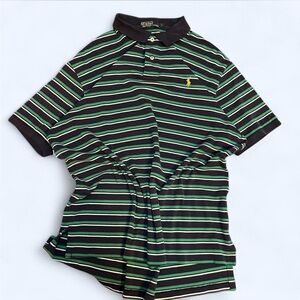Y2K Polo Ralph Lauren Striped Polo Shirt Blue Green White Men’s Large